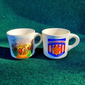 Vintage Lot of (2) BSA Boy Scouts of America Mugs Cups Coffee Surr Of Cornwallis